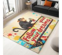 WHUOEUCO Alfombras Salon 140x200cm Garabato De Mono Animal Alfombra Pelo Corto Suave Moderna, Decoración del Hogar Alfombra Antideslizante, Alfombras Impresión Niños