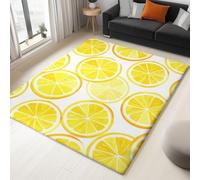 WHUOEUCO Alfombras Salon 60x120cm Rodaja De Limón Amarillo Alfombra Pelo Corto Suave Moderna, Decoración del Hogar Alfombra Antideslizante, Alfombras Impresión Niños