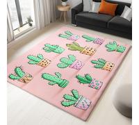 WHUOEUCO Alfombras Salon 80x150cm Cactus De Dibujos Animados Alfombra Pelo Corto Suave Moderna, Decoración del Hogar Alfombra Antideslizante, Alfombras Impresión Niños