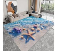 WHUOEUCO Alfombras Salón Paisaje De Conchas De Playa 180x240cm Alfombra Pelo Corto Lavable, Alfombra Antideslizante Impresión 3D para Dormitorio, Comedor, Pasillo, Interiores