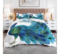 WHUOEUCO Edredón 4 Estaciones Cama 150 220x240 cm Pavo Real Azul Set Edredón Nórdico de Relleno Microfibra Suave, Colcha de Invierno y Verano para Niños y Personas Alérgicas
