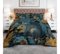 WHUOEUCO Edredón 4 Estaciones Cama 150 220x240cm Animal Ardilla Bellota Set Edredón Nórdico de Relleno Microfibra Suave, Colcha de Invierno y Verano para Niños y Personas Alérgicas