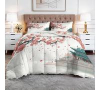 WHUOEUCO Edredón 4 Estaciones Cama 150 220x240cm Flores De Durazno Arquitectura China Set Edredón Nórdico de Relleno Microfibra Suave, Colcha de Invierno y Verano para Niños y Personas Alérgicas
