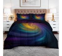WHUOEUCO Edredón 4 Estaciones Cama 180 240x260 cm Vórtice de Cielo Estrellado Colorido Edredón Relleno Nórdico Microfibra Suave Transpirable, para Adultos y Niños con 2 Fundas de Almohada 50x75cm