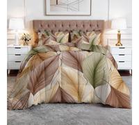 WHUOEUCO Edredón 4 Estaciones Cama 90 150x200cm Hojas Beige Edredón Relleno Nórdico Microfibra Suave Transpirable, para Adultos y Niños con 2 Fundas de Almohada 50x75cm