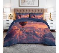 WHUOEUCO Edredón Relleno Nórdico Cama 90 150x200 cm Globo aerostático en el Cielo de ensueño Edredon Acolchado Estampado 3D, Edredón 4 Estaciones Microfibra Hipoalergénico Suave para Niños y Adultos