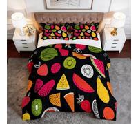 WHUOEUCO Edredón Relleno Nórdico Cama 90 150x200 cm Rompecabezas De Frutas Coloridas Edredon Acolchado Estampado 3D, Edredón 4 Estaciones Microfibra Hipoalergénico Suave para Niños y Adultos