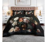 WHUOEUCO Edredón Relleno Nórdico Cama 90 150x200cm Jarrón De Rosas Y Peonías Edredon Acolchado Estampado 3D, Edredón 4 Estaciones Microfibra Hipoalergénico Suave para Niños y Adultos