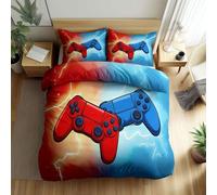 WHUOEUCO Funda Nórdica Cama 105 Consola de Juegos de Dibujos Animados, Funda Edredon Microfibra Suave Transpirable 3 Piezas por 1 Fundas Nórdica 200x200 cm + 2 Fundas de Almohada 50x75 cm