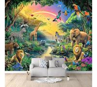 WHUOEUCO Papel Pintado 3D Animales De La Selva Tropical Aves 200x140 cm Fotomurales Pared Tejido No Tejido, Murales Fotográfico Moderno Decoración de Paredes para Salón Dormitorio