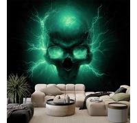 WHUOEUCO Papel Pintado 3D Calavera Verde Rayo 300x210 cm Fotomurales Pared Tejido No Tejido, Murales Fotográfico Moderno Decoración de Paredes para Salón Dormitorio