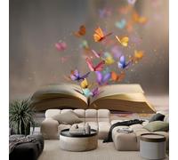 WHUOEUCO Papel Pintado 3D Libros Mariposas 400x280 cm Fotomurales Pared Tejido No Tejido, Murales Fotográfico Moderno Decoración de Paredes para Salón Dormitorio