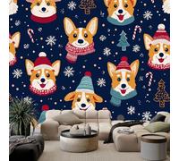 WHUOEUCO Papel Pintado Efecto 3D Corgi de dibujos animados 300x210 cm Fotomurales Papel Tapiz Tejido No Tejido, Moderno Murales Decoración para Dormitorio Salón Habitación de Niño