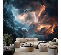 WHUOEUCO Papel Pintado Efecto 3D Nubes oscuras y relámpagos 350x256 cm Fotomurales Papel Tapiz Tejido No Tejido, Moderno Murales Decoración para Dormitorio Salón Habitación de Niño