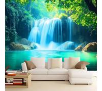 WHUOEUCO Papel Pintado Efecto 3D Paisaje De Cascada Del Bosque 500x280 cm Fotomurales Papel Tapiz Tejido No Tejido, Moderno Murales Decoración para Dormitorio Salón Habitación de Niño