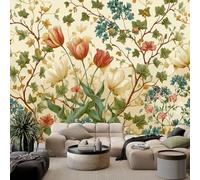 WHUOEUCO Papel Pintado Efecto 3D Tulipanes vides flores silvestres 350x256 cm Fotomurales Papel Tapiz Tejido No Tejido, Moderno Murales Decoración para Dormitorio Salón Habitación de Niño