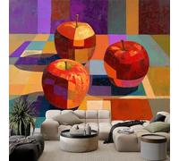 WHUOEUCO Papel Pintado Manzana Geométrica Abstracta 350x256 cm Fotográfico 3D Pared Panorámico Tejido No Tejido, Para Habitación Salón Oficina Tapiz Póster Decorativo