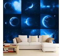 WHUOEUCO Papel Pintado Murales Planeta Azul 300x210 cm Murales Papel Tapiz Efecto 3D, Para Comedor, Salón, Dormitorio, Fondo De Tv Pared Fotomurales Decoración