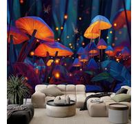 WHUOEUCO Papel Pintado Murales setas luminosas del bosque 200x140 cm Murales Papel Tapiz Efecto 3D, Para Comedor, Salón, Dormitorio, Fondo De Tv Pared Fotomurales Decoración
