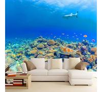 WHUOEUCO Papel Pintado Murales Tiburón De Arrecife 500x280 cm Murales Papel Tapiz Efecto 3D, Para Comedor, Salón, Dormitorio, Fondo De Tv Pared Fotomurales Decoración