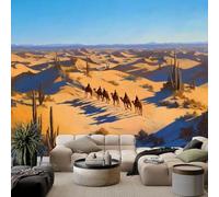 WHUOEUCO Papel Pintado No Tejido Cactus Camello Del Desierto 200x140 cm Papel de Pared Fotomural Panorámico 3D, Decoración Interior Moderno Para Salón Dormitorio Habitación Niño