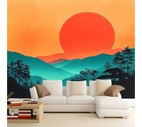 WHUOEUCO Papel Pintado Panorámico Paisaje De Montañas Al Atardecer 500x280 cm Fotomurales Artes 3D Papel Tapiz Tejido No Tejido, para Salón Dormitorio Murales Decoración Pared De Tv