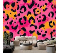 WHUOEUCO Papel Pintado Pared 3D Estampado De Leopardo Rosa 500x280 cm Papel Tapiz Fotomurale 3D Dormitorio Salón Tv Fondo Pared Decora Murales Moderno
