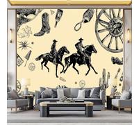 WHUOEUCO Papel Pintado Pared 3D Vaquero Retro Del Oeste 250x175 cm Papel Tapiz Fotomurale 3D Dormitorio Salón Tv Fondo Pared Decora Murales Moderno