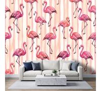 WHUOEUCO WTD - Papel pintado para pared, diseño de flamenco rosa | Papel pintado de fieltro efecto 3D, 400 x 280 cm, para dormitorio, salón, TV, fondo de pared, decoración moderna