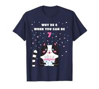 Why Be 6 When You Can Be 7 - Girls Birthday Cartoon Cat Camiseta