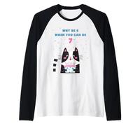 Why Be 6 When You Can Be 7 - Girls Birthday Cartoon Cat Camiseta Manga Raglan
