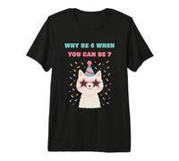 Why Be 6 When You Can Be 7 - Girls Birthday Cartoon Cat Camiseta Premium