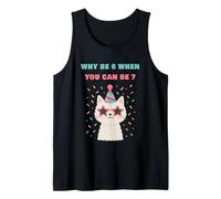 Why Be 6 When You Can Be 7 - Girls Birthday Cartoon Cat Camiseta sin Mangas
