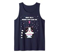 Why Be 6 When You Can Be 7 - Girls Birthday Cartoon Cat Camiseta sin Mangas