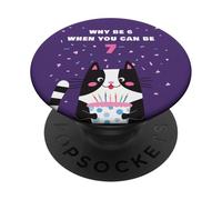 Why Be 6 When You Can Be 7 - Girls Birthday Cartoon Cat PopSockets PopGrip Adhesivo