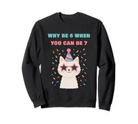 Why Be 6 When You Can Be 7 - Girls Birthday Cartoon Cat Sudadera