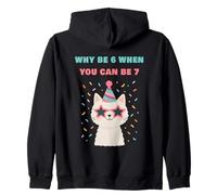 Why Be 6 When You Can Be 7 - Girls Birthday Cartoon Cat Sudadera con Capucha