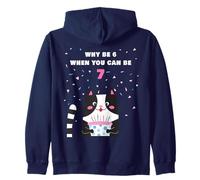 Why Be 6 When You Can Be 7 - Girls Birthday Cartoon Cat Sudadera con Capucha