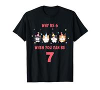 Why Be 6 When You Can Be 7 - Girls Watercolor Cartoon Cats Camiseta