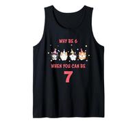 Why Be 6 When You Can Be 7 - Girls Watercolor Cartoon Cats Camiseta sin Mangas