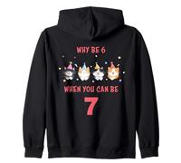 Why Be 6 When You Can Be 7 - Girls Watercolor Cartoon Cats Sudadera con Capucha