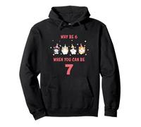 Why Be 6 When You Can Be 7 - Girls Watercolor Cartoon Cats Sudadera con Capucha