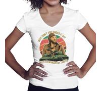 Why Don't You Knock It Off with Them Negative Waves Camisa Blanca de Cuello en V para Mujer Size S