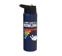 Why I Lose at Bowling Lover Retro Funny Bowler Men Women Stainless Steel Insulated Water Bottle