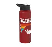 Why I Lose at Bowling Lover Retro Funny Bowler Men Women Stainless Steel Insulated Water Bottle