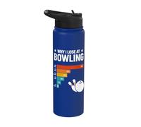 Why I Lose at Bowling Lover Retro Funny Bowler Men Women Stainless Steel Insulated Water Bottle
