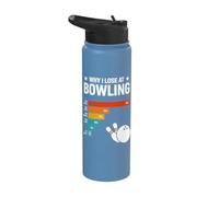 Why I Lose at Bowling Lover Retro Funny Bowler Men Women Stainless Steel Insulated Water Bottle