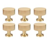 Whychstore 6 manijas de gabinete de aleación de aluminio, 28 mm de latón cepillado para cajones y puertas para muebles de cocina y dormitorio, color dorado y negro, pomos fáciles de instalar con