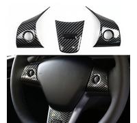 Whychstore Embellecedor de volante de fibra de carbono, compatible con Tesla Model 3 y Model Y, cubierta de decoración interior de grano mate