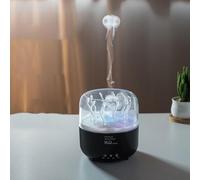 Whychstore Humidificador de aire giratorio con capacidad de 280 ml y luz degradada colorida, difusor ultrasónico silencioso con control remoto inalámbrico, blanco/negro